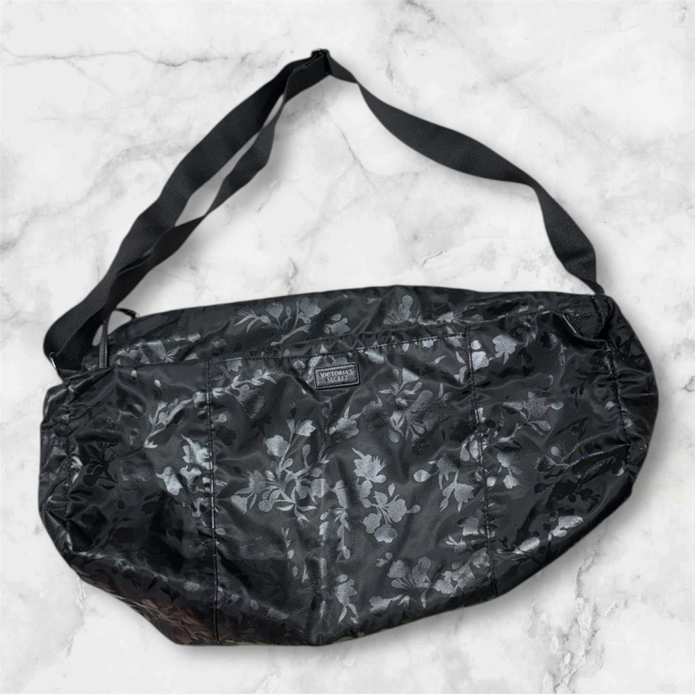 Victoria’s secret Floral Black duffle crossbody oversized tote Bag